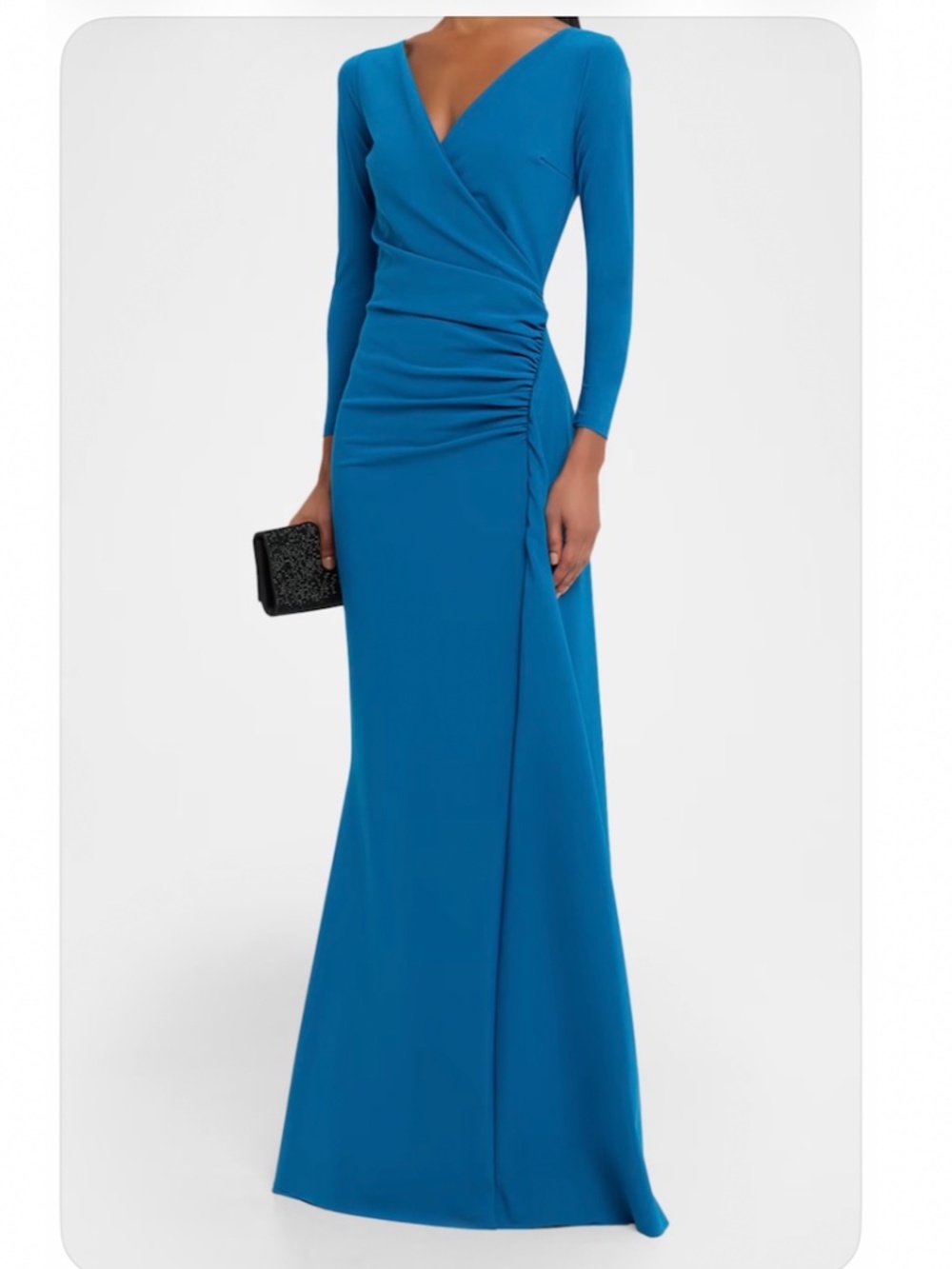 New Chiara Boni Koly Draped Gown with Sleeves Sz 12 - Picture 4 of 5